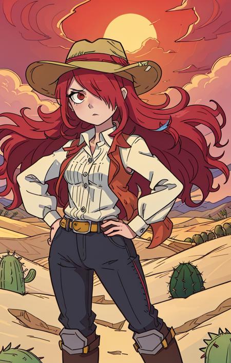 50095-365571397-anime illustration, soft lighting, scenic background, mitsuru kirijo [persona], desert, cactus, sand dunes, dust tornado, cowboy.png